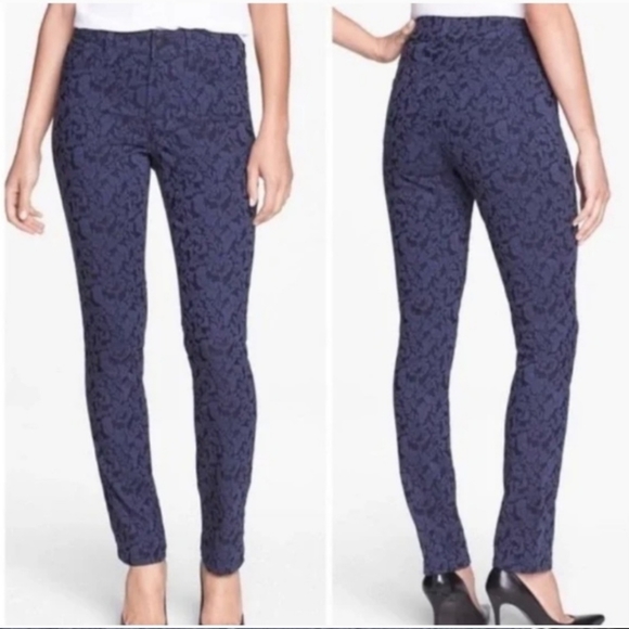 NYDJ Jade Leggings, Navy Blue, Jacquard floral, Women's Size 0 - Picture 1 of 8